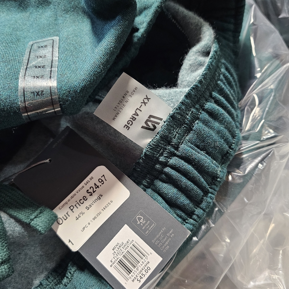 Mens Shorts VRST 8" Fleece Short Mineral Teal Heather New with Tag - Picture 11 of 15